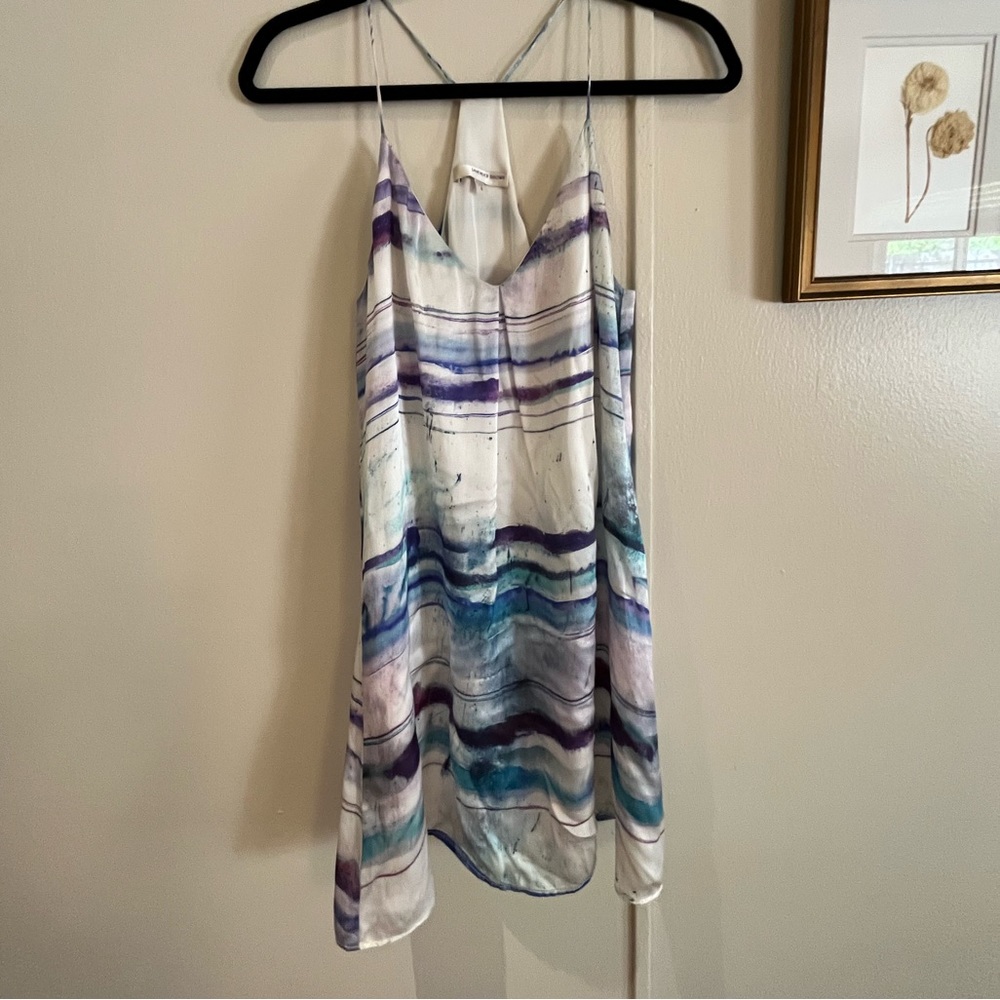 Lavender Brown white and blue dress